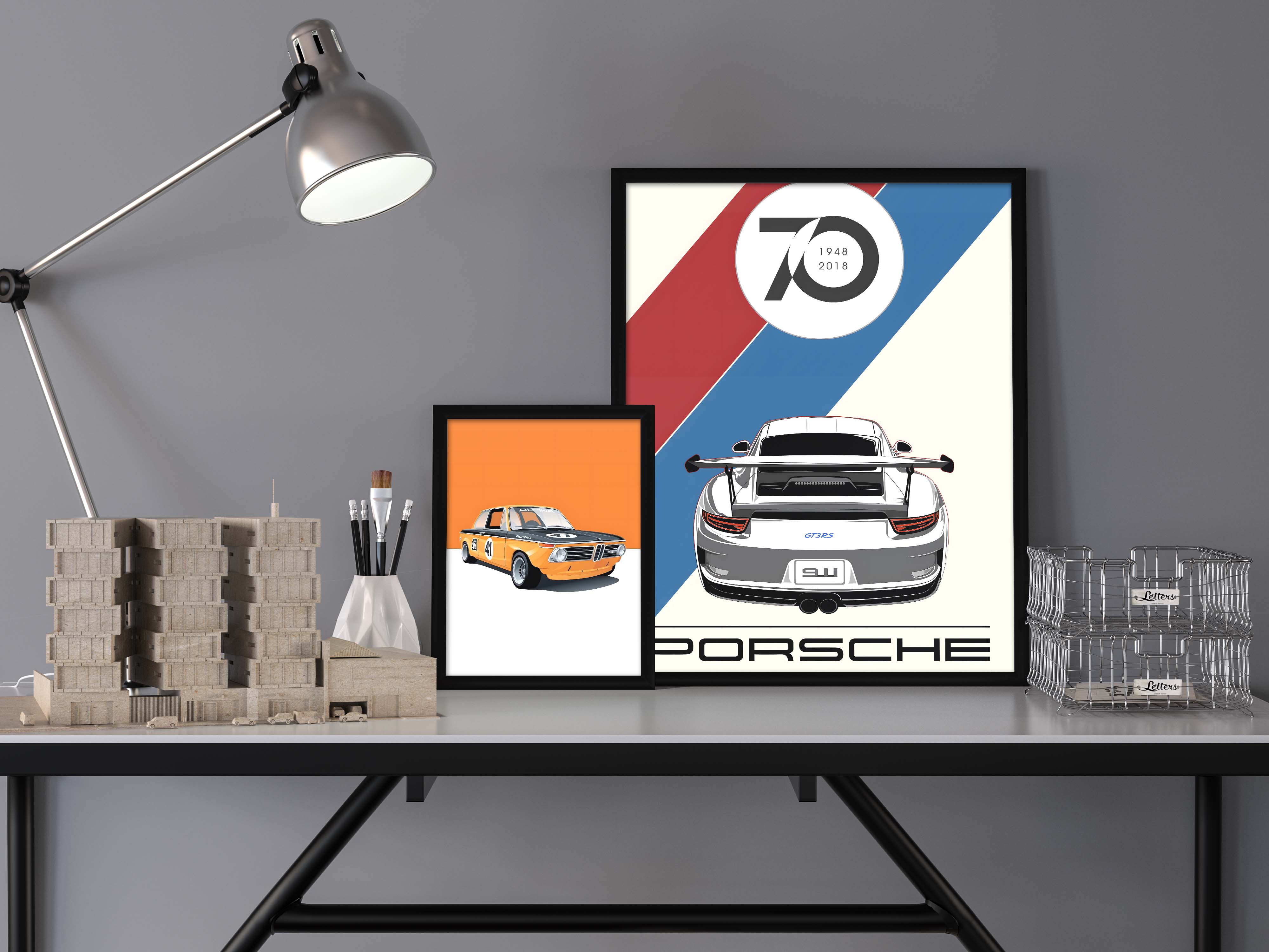70 Years Anniversary Porsche Framed Poster